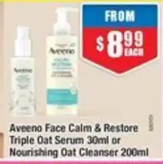 Chemist Warehouse Aveeno Face Calm & Restore Triple Oat Serum or Nourishing Oat Cleanser offer