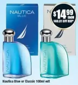 Chemist Warehouse Nautica Blue or Classic 100ml edt offer