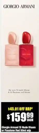 Chemist Warehouse Giorgio Armani Si Nude Bloom or Passione Red offer