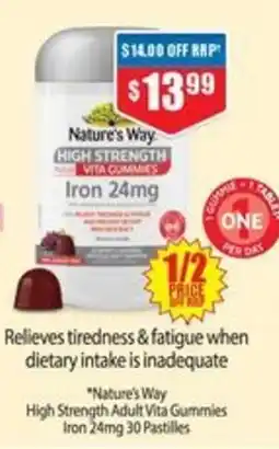 Chemist Warehouse Nature's Way High Strength Adult Vita Gummies Iron 24mg offer
