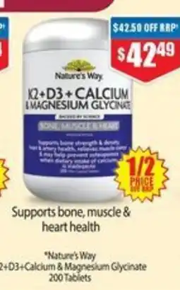 Chemist Warehouse Nature's Way K2+D3+Calcium & Magnesium Glycinate offer