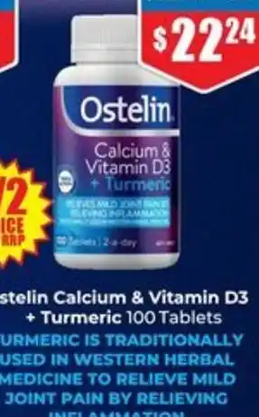 Chemist Warehouse Ostelin Calcium & Vitamin D3 + Turmeric offer