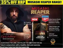 Chemist Warehouse Musashi reaper creatine power matrix Blue Rasberry offer