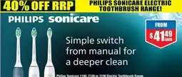 Chemist Warehouse Philips Sonicare 1100, 2100 or 3100 Electric Toothbrush Range offer
