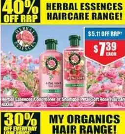 Chemist Warehouse Herbal Essences Conditioner or Shampoo Petal Soft Rose Haircare offer