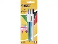 Officeworks BIC 4 Colour Shine Ballpoint Pens Assorted 2 Pack offer