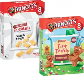 Coles Arnottu2019s Multipack Mini Scotch Finger or Tiny Teddy Biscuits 8 Pack 184g-200g offer