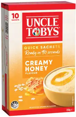 IGA Uncle Tobys Oats Quick Sachets 8‑10 Pack Selected Varieties offer