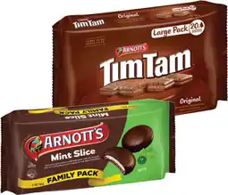 IGA Arnott’s Tim Tam Original Large Pack or Mint Slice Family Pack 365g offer