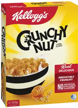 IGA Kellogg’s Crunchy Nut Corn Flake 640g, Sultana Bran 700g or Just Right 740g offer