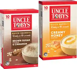 IGA Uncle Tobys Rolled Oats Quick Sachets Selected Varieties offer