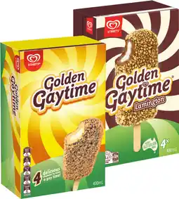 IGA Streets Golden Gaytime Ice Cream Sticks 4 Pack or Tub 1 Litre Selected Varieties offer