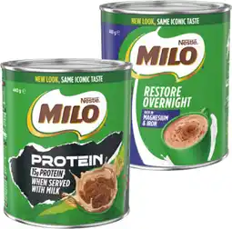 IGA Nestlé Milo High Protein or Milo Restore Overnight 440g offer