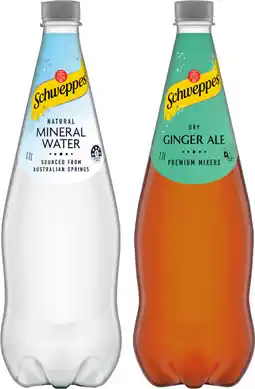 IGA Schweppes Mixers, Mineral Water or Soft Drinks 1.1 Litre Selected Varieties offer