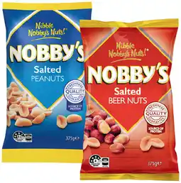IGA Nobby’s Salted Peanuts or Beer Nuts 375g Selected Varieties offer