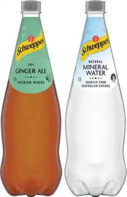 IGA Schweppes Mixers, Natural Mineral Water or Soft Drink 1.1 Litre Selected Varieties offer