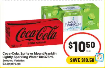 IGA Coca-Cola, Sprite or Mount Franklin Lightly Sparkling Water offer