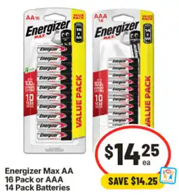 IGA Energizer Max AA or AAA Batteries offer