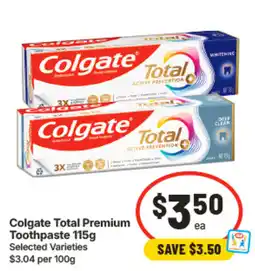 IGA Colgate Total Premium Toothpaste offer