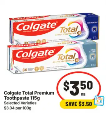 IGA Colgate Total Premium Toothpaste offer