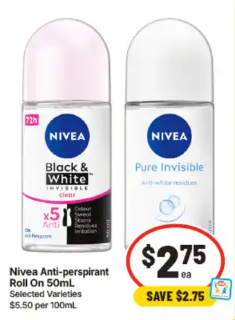 IGA Nivea Anti-perspirant Roll On offer