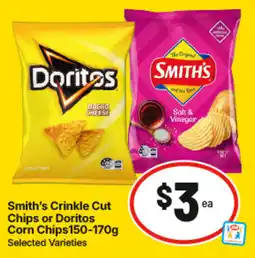IGA Smith's Crinkle Cut Chips or Doritos Corn Chips offer