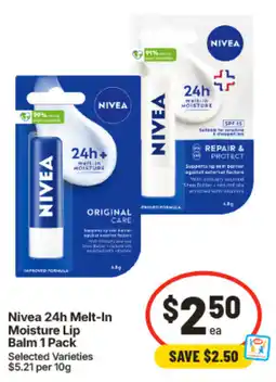 IGA Nivea 24h Melt-In Moisture Lip Balm offer