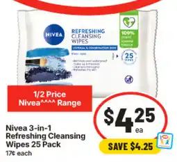 IGA Nivea 3-in-1 Refreshing Cleansing Wipes offer