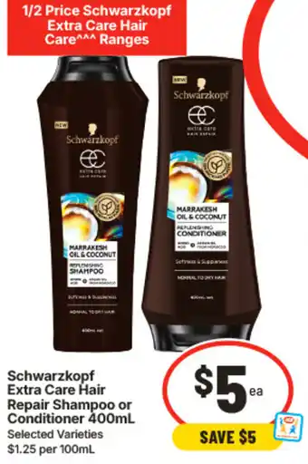 IGA Schwarzkopf Extra Care Hair Repair Shampoo or Conditioner offer
