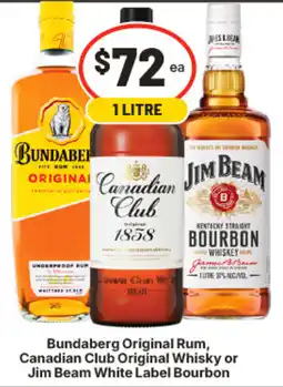 IGA Bundaberg Original Rum, Canadian Club Original Whisky or Jim Beam White Label Bourbon offer