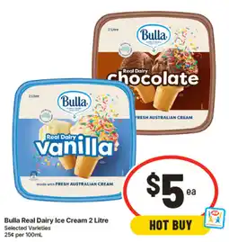 IGA Bulla Real Dairy Ice Cream 2 Litre Selected Varieties offer