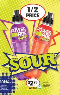 IGA Powerade sour grape or peach offer