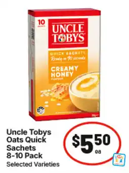 IGA Uncle Tobys Oats Quick Sachets offer