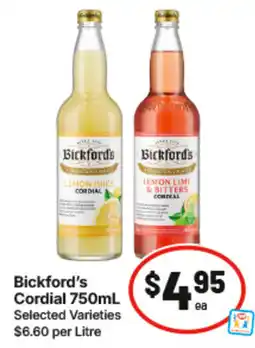 IGA Bickford's Cordial Selected Varieties offer