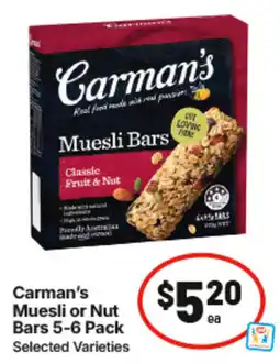 IGA Carman's Muesli or Nut Bars offer