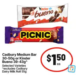 IGA Cadbury Medium Bar offer