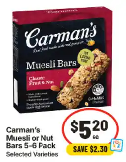 IGA Carman's Muesli or Nut Bars offer