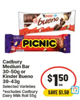 IGA Cadbury Medium Bar offer