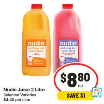 IGA Nudie Juice 2 Litre Selected Varieties offer