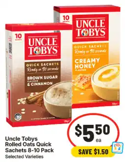 IGA Uncle Tobys Rolled Oats Quick Sachets offer