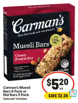 IGA Carman's Muesli Bars offer