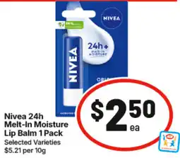 IGA Nivea 24h Melt-In Moisture Lip Balm offer