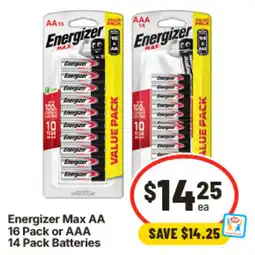 IGA Energizer Max AA or AAA Batteries offer