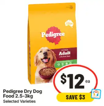 IGA Pedigree Dry Dog Food 2.5-3kg offer