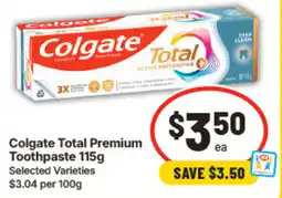 IGA Colgate Total Premium Toothpaste offer