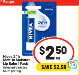 IGA Nivea 24h Melt-In Moisture Lip Balm offer