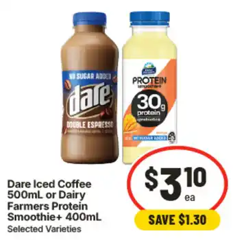 IGA Dare Iced Coffee or Dairy Farmers Protein Smoothie+ offer