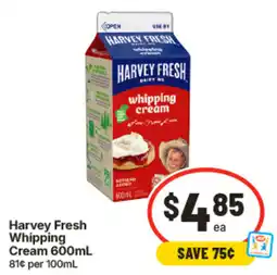 IGA Harvey Fresh Whipping Cream offer