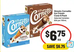 IGA Streets Cornetto Ice Cream Cone 6 Pack offer