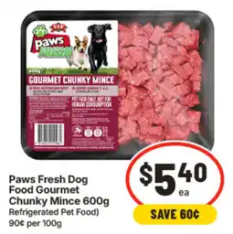 IGA Paws Fresh Dog Food Gourmet Chunky Mince offer